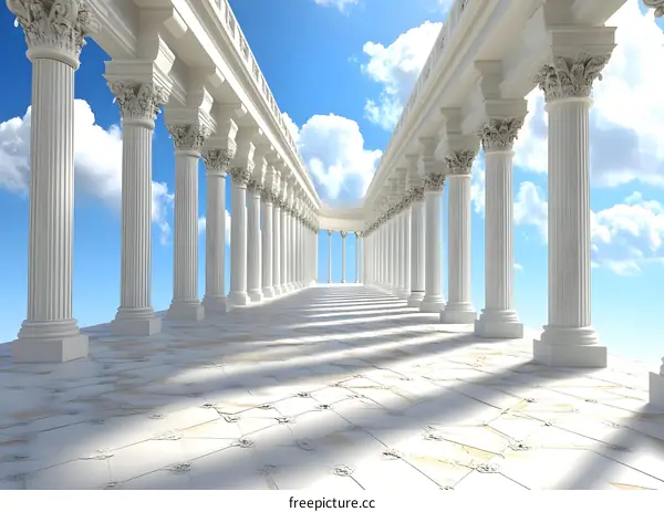 White Columns Leading to the Sky