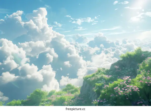 Heavenly Mountain Landscape Illustration