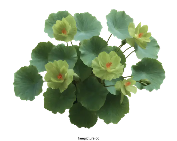 [Transparent Background PNG]Light Green Lotus Flowers and Leaves