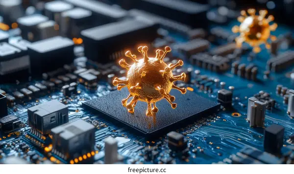 Virus on a Computer Circuit Board
