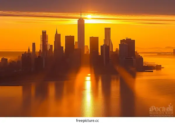 New York City skyline at sunrise