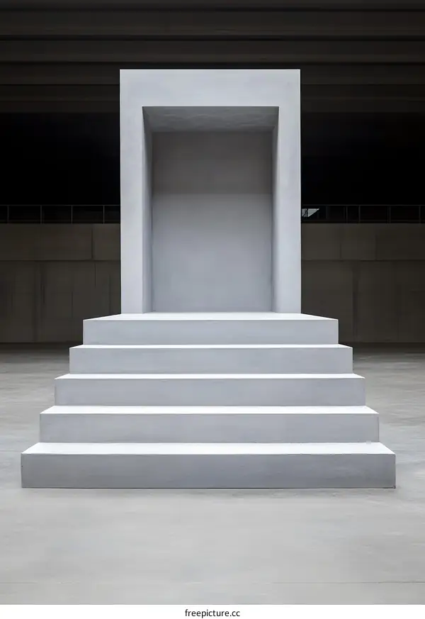 Modern Concrete Stairs and Recessed Niche Architecture