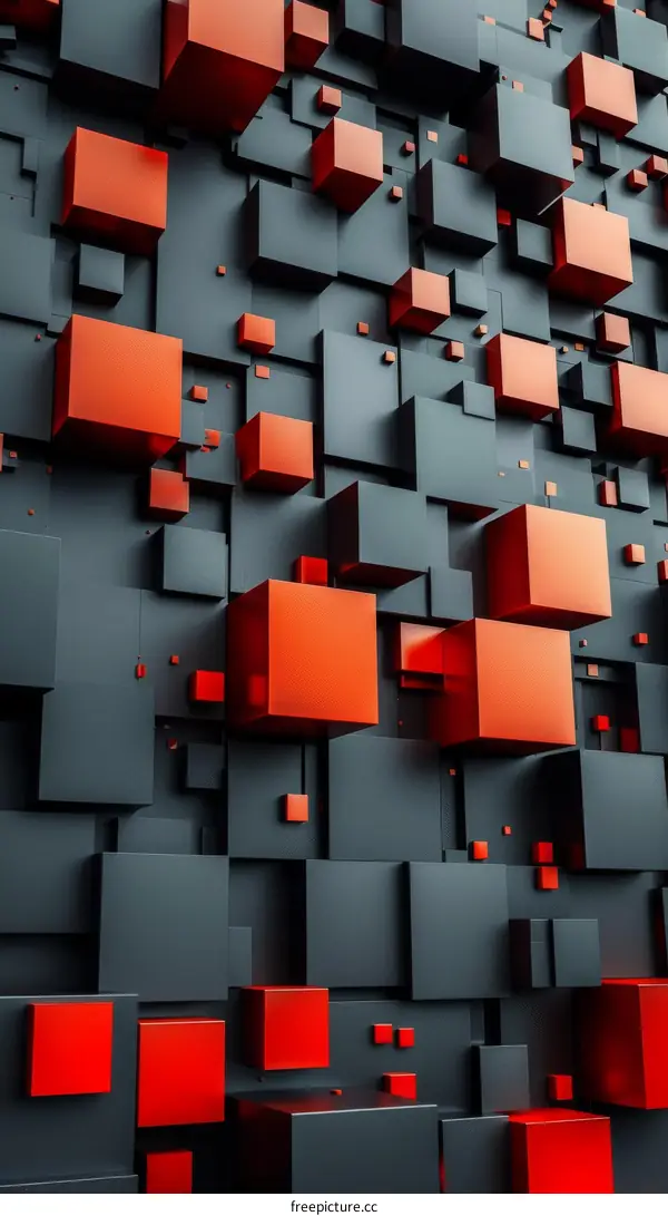 Abstract 3D Cube Background with Red and Gray Colors