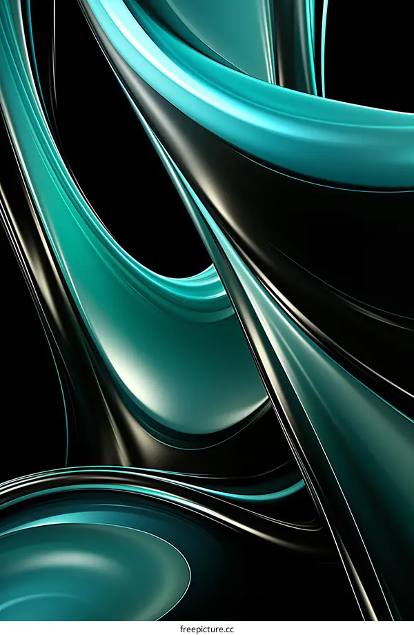 Black and teal abstract shapes