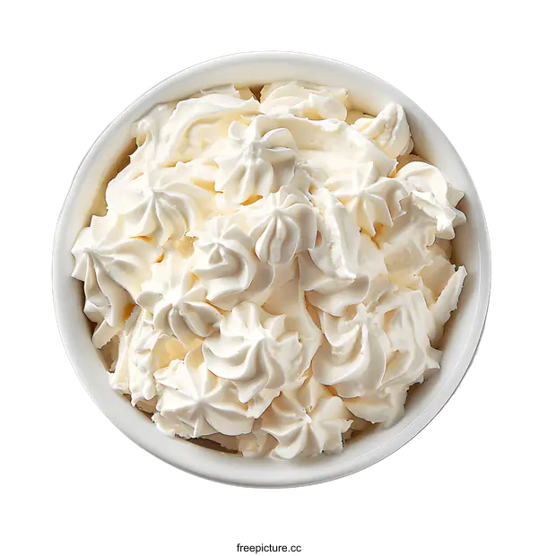 [Transparent Background PNG]Bowl of Whipped Cream on White