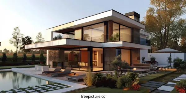 Modern Luxury House with Pool and Patio Design