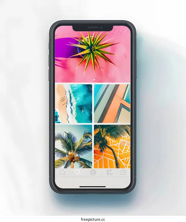 Smartphone Display With Social Media App Photos