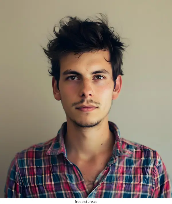 Portrait of a Young Man with a Plaid Shirt