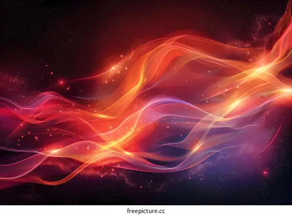 Red绸缎般的波浪在太空中飞舞