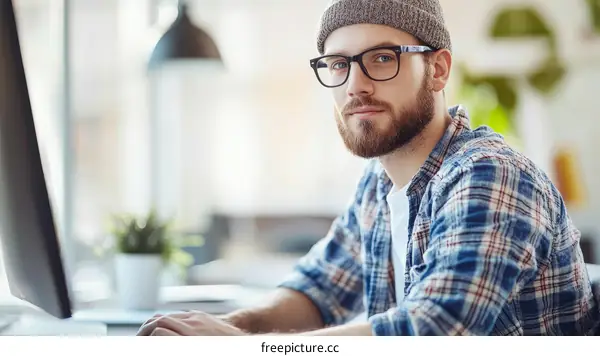 Casual Businessman Working at Modern Office