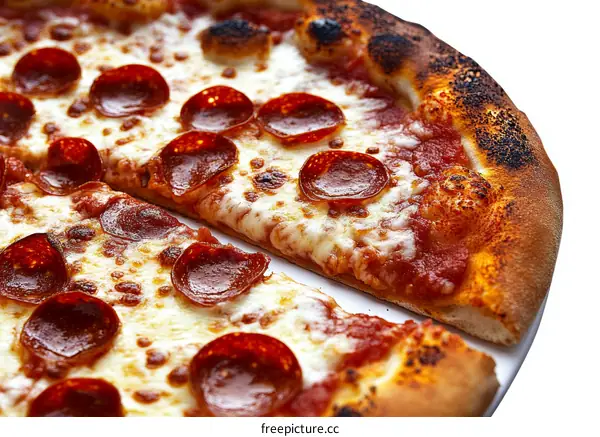 Close up of a delicious Pepperoni Pizza Slice
