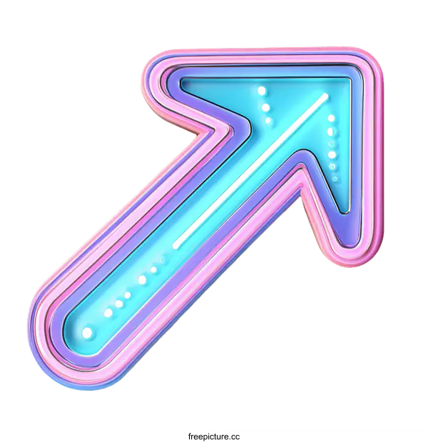 [Transparent Background PNG]Neon Upward Arrow Sign Illustration