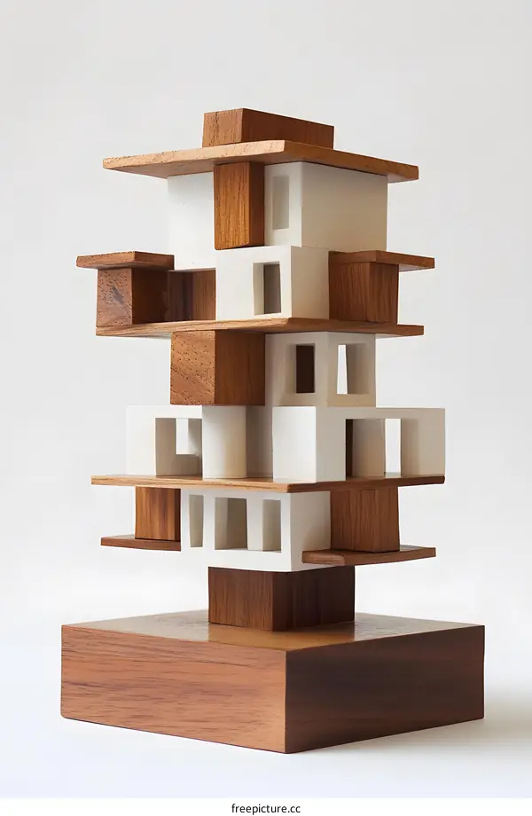 Modern Wooden Model Building Architecture
