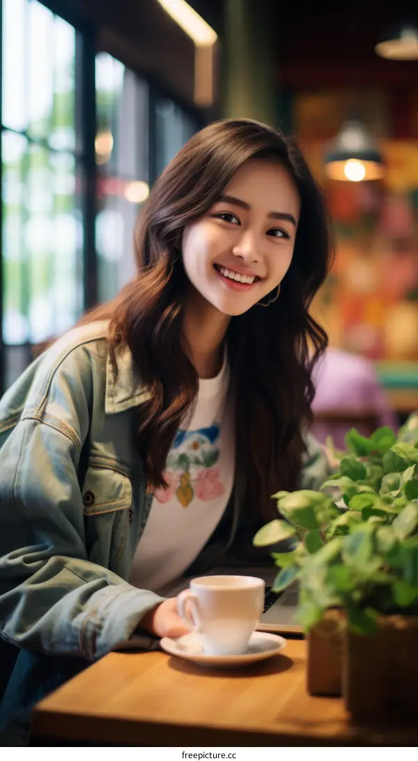 Portrait of a young Asian woman smiling