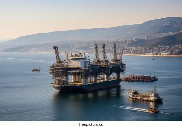 Offshore Oil Rig Platform in The Caspian Sea