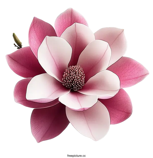 [Transparent Background PNG]Beautiful Pink Magnolia Flower Close-up