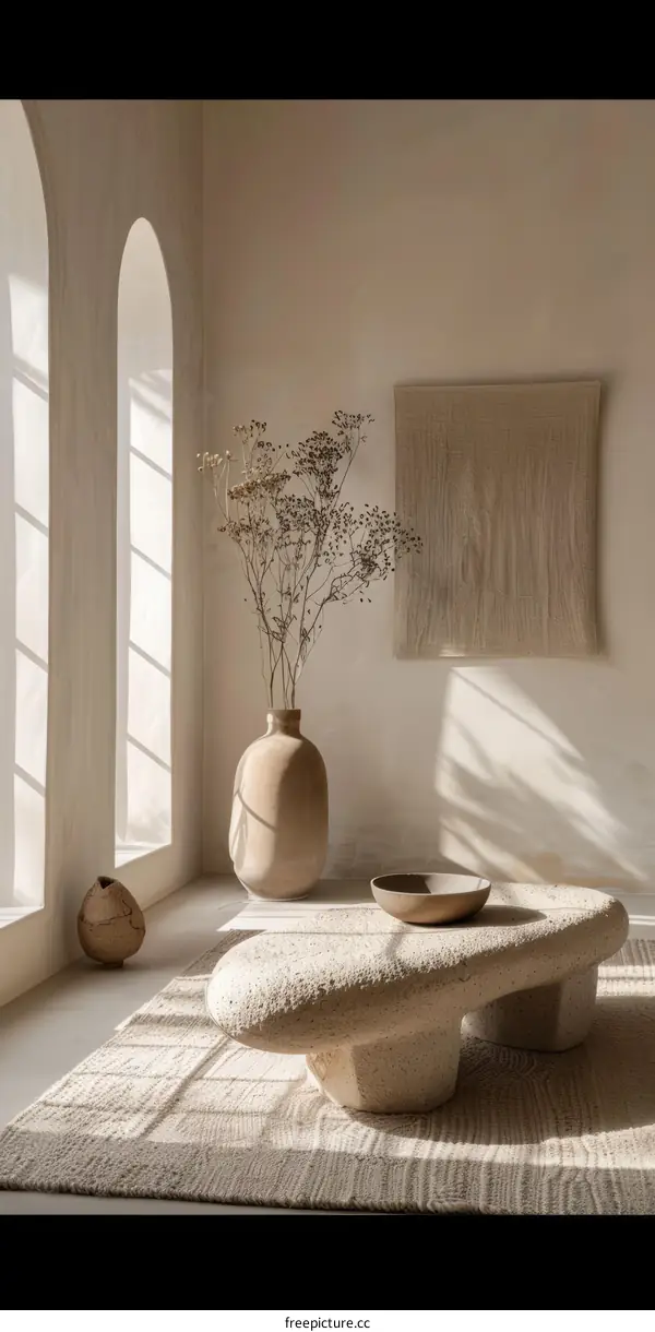 Neutral Tones and Natural Light in a Minimalist Living Space