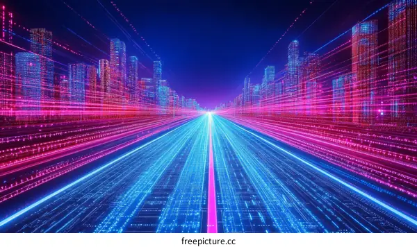 Digital City Highway Futuristic Vision