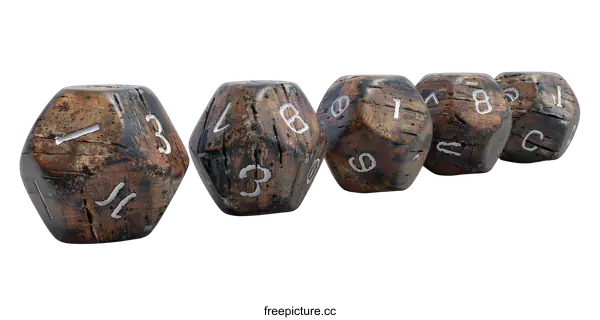 [Transparent Background PNG]A set of wooden dice with silver numbers