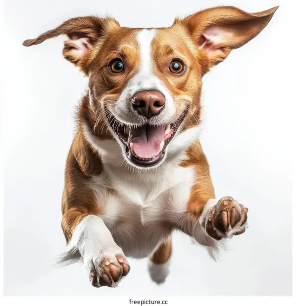 Happy Dog in Mid-Air