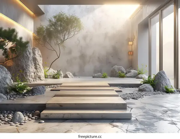 Modern Zen Garden Interior Design Illustration