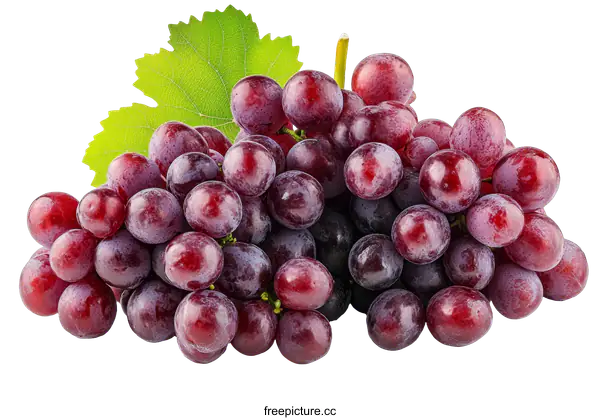[Transparent Background PNG]Fresh Red Grapes Bunch Closeup