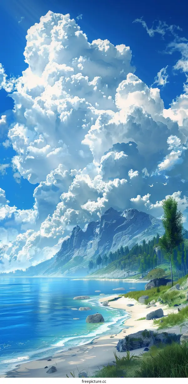 Mesmeric Tranquil Blue Sea Sky Cloudscape Horizon