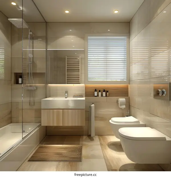 Modern Beige Bathroom Interior Design