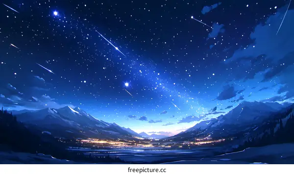 Starry Night Over Snowy Mountains