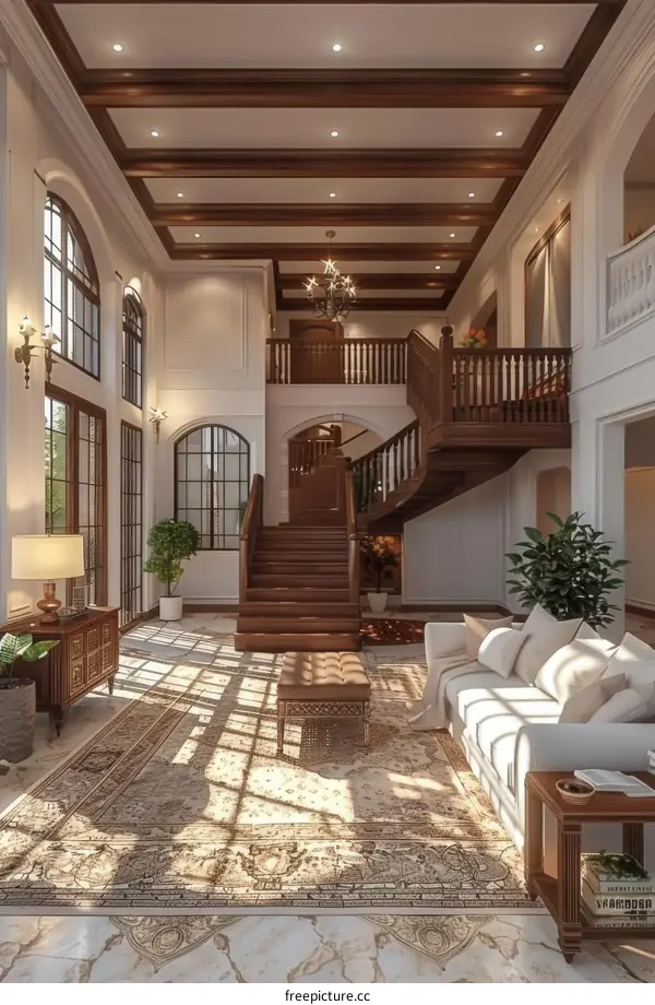 Luxury Villa Interior Design with Staircase and Living Room