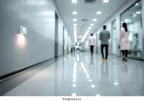Modern Hospital Corridor with Patients
