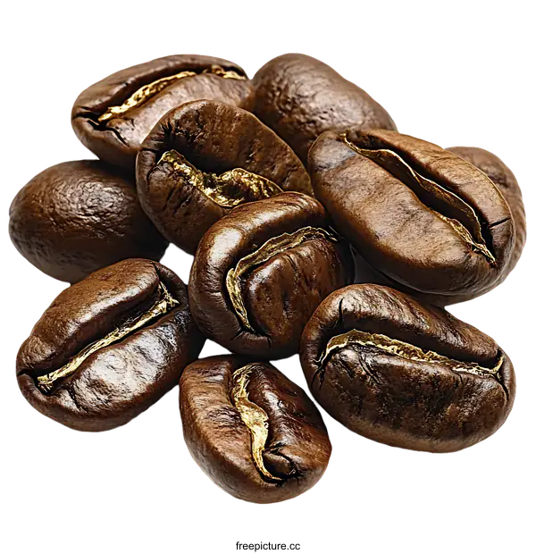 [Transparent Background PNG]Close-up of Roasted Coffee Beans
