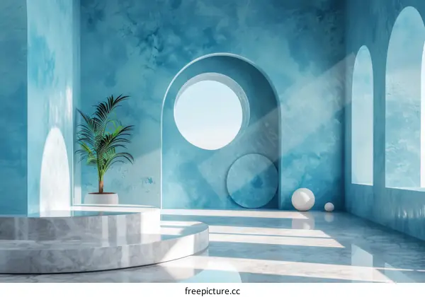 Modern Blue Architectural Interior Design