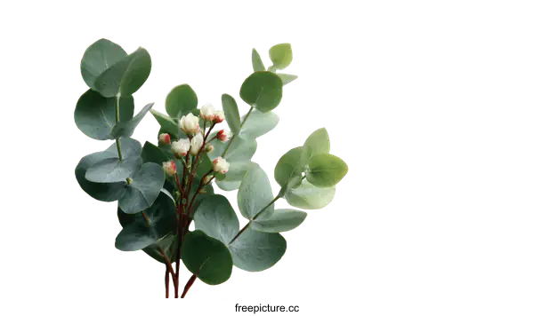 [Transparent Background PNG]Beautiful Eucalyptus Branches with Delicate Flowers