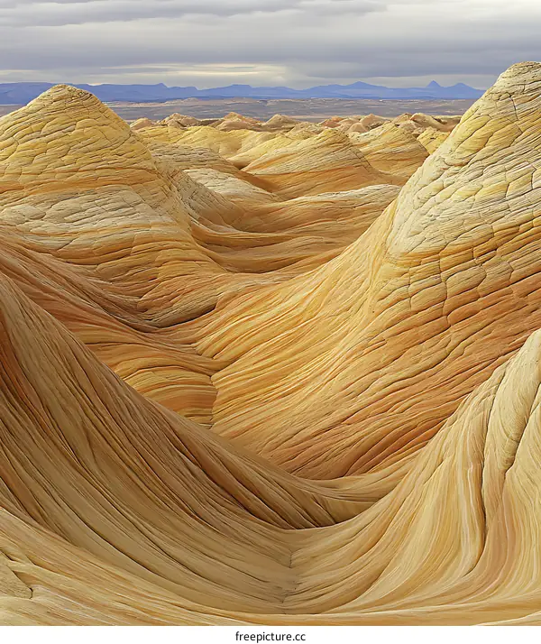 Abstract Desert Landscape With Curved Rock Formations