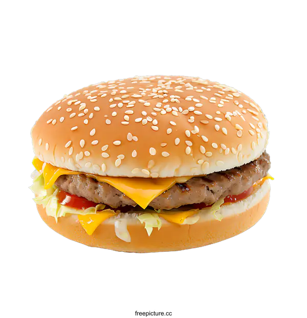 [Transparent Background PNG]Close Up of a Delicious Cheeseburger