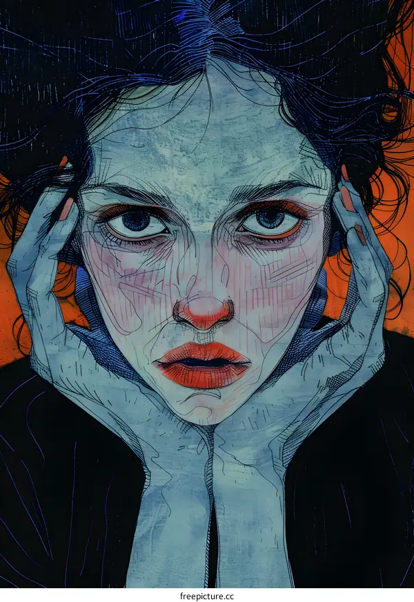 Portrait of a young woman with black hair