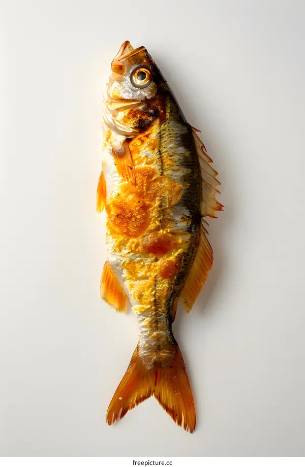 Grilled Fish on White Background