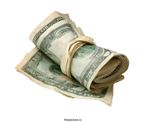 [Transparent Background PNG]Rolled Up Money Bundle Close-up