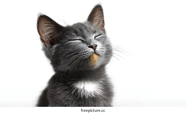 Adorable Gray Kitten Close-Up Portrait