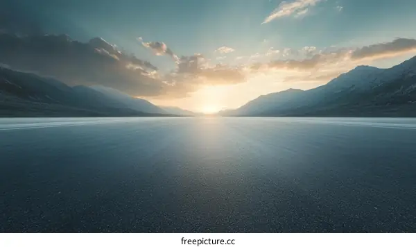 Sunset Highway Landscape Horizon Scenic Road