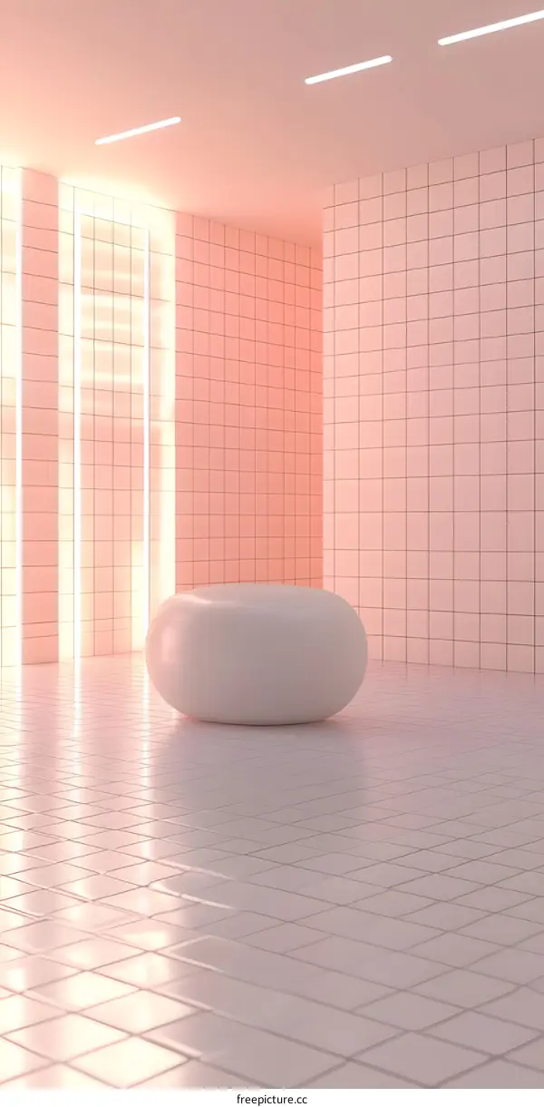 Minimalist Pink Room with White Stone and Light
