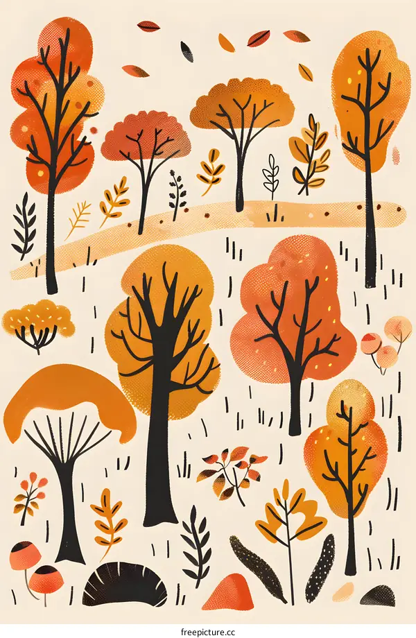 Autumn Forest Trees Illustration