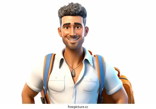 Adventurous Male Backpacker Exploring the World