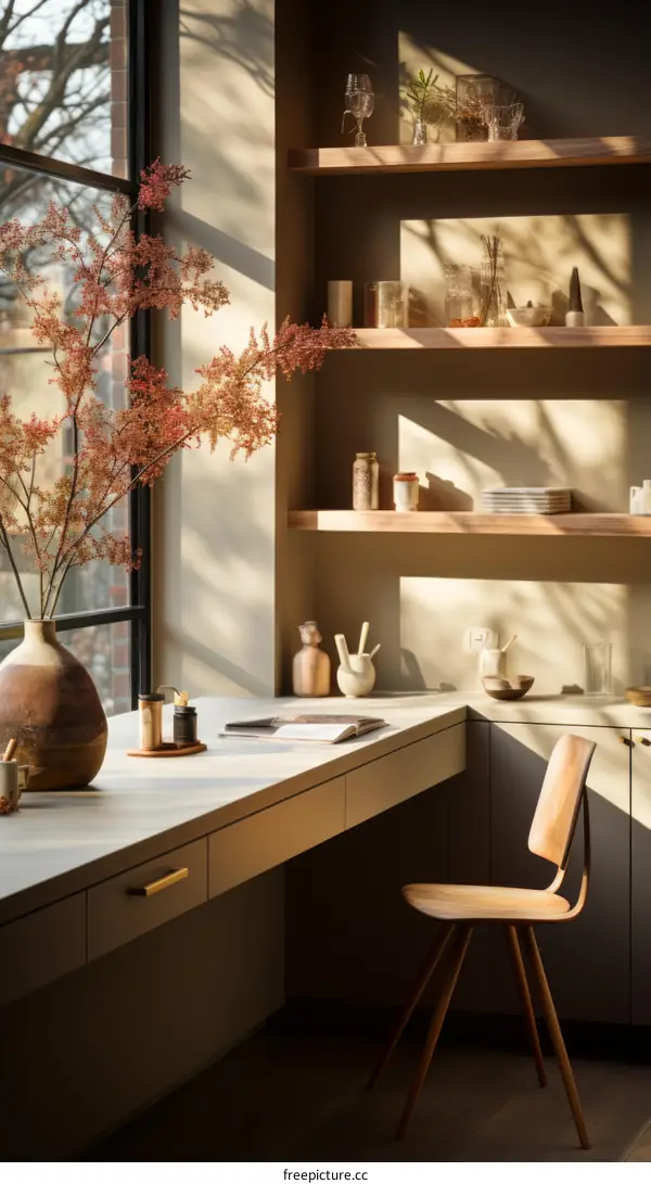 A Home Office with Ample Natural Light and Minimalist Decor