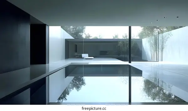 Modern Minimalist Architecture Interior Design With Pool