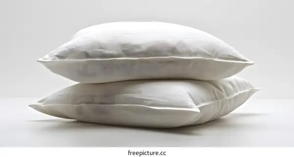 Two White Pillows Stacked on a White Background
