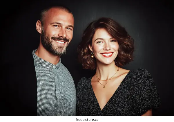 Couple Portrait Against a Dark Background