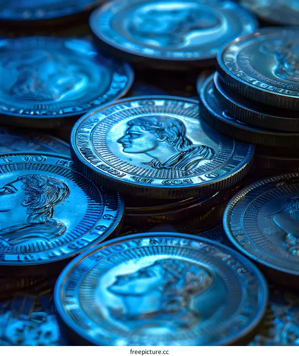 Close Up of Silver Coins