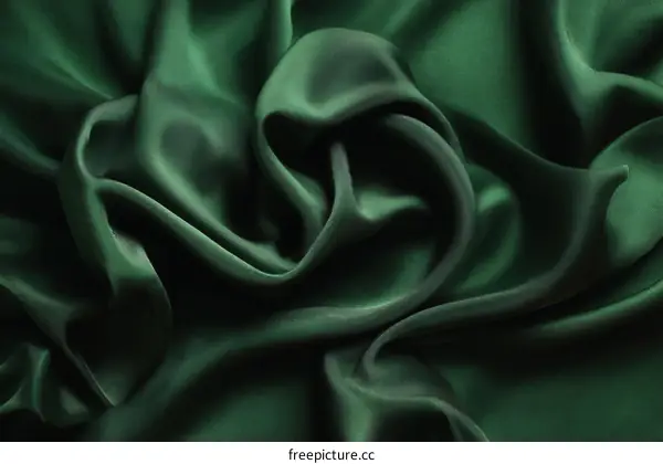 Closeup of Deep Emerald Green Satin Fabric Drape